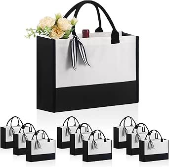 Personalized classic canvas tote bag (black and white), with internal zipper pocket for grocery, DIY gift, suitable for weddings, birthdays, beaches, a perfect gift for ladies, mothers, teachers, friends