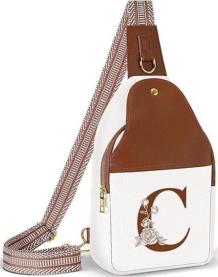 Personalized Crossbody Bag for Women Leather Sling Bags with Initial Letter Chest Bag for Travel, Gift for Mom Wife