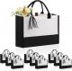 Personalized classic canvas tote bag (black and white), with internal zipper pocket for grocery, DIY gift, suitable for weddings, birthdays, beaches, a perfect gift for ladies, mothers, teachers, friends