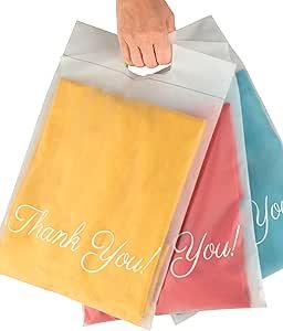 Sandblasted T-shirt bag, 10x13, 100 sets of clothing transportation bags, thank-you bags, packaging bags, small business bags, transport bags with handles