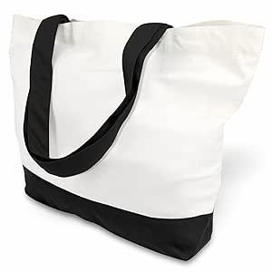 TOPDesign 1 | 3 | 6 | 12 | 24 Large Capacity Bag in Strong 12 oz Cotton Canvas, Reusable Grocery Shopping Bag, Fashionable Double Color Handbag, DIY Your Creative Design (1 Set)