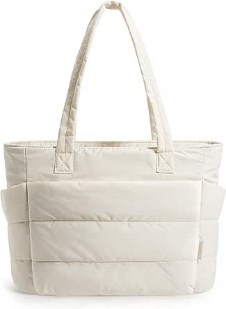 Tote Bag for Women, Lightweight Puffy Tote Bag with Compartments Quilted Shoulder Bag Handbag for Travel, Work, Gym